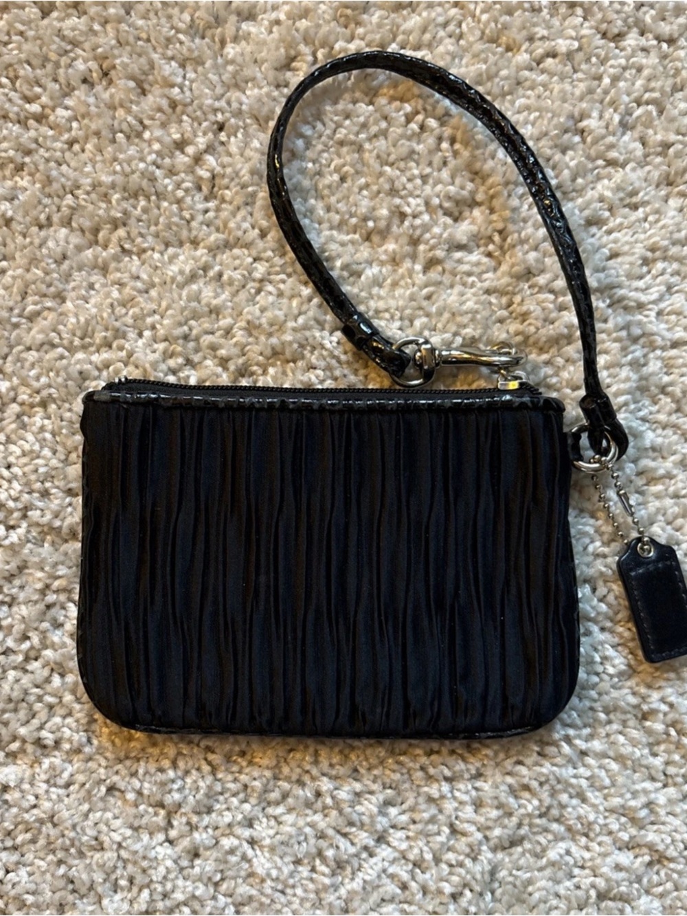 Coach Black Satin   Pleated Wristlet with Gold Accents - Picture 7 of 8